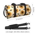 thumbnail image 4 of Xecao Sunflowers And Bee print Round Travel Duffel Bag is a foldable gym bag with an inner pocket, perfect for travel sports, 4 of 8