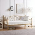 thumbnail image 3 of VECELO Twin Size Metal Daybed with Headboard, Metal Slats Support/Easy Assembly, No Box Spring Needed, Gold, 3 of 7