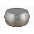 thumbnail image 2 of 32" Round Aluminum Coffee Table featuring Hand Hammered Antique Silver Design and Ample Space, 2 of 7