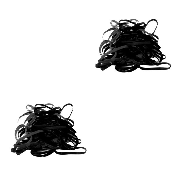 Banda de goma para el cabello sweethay 50 piezas aro para el pelo lazos para el pelo trenza larga Negro 2Conjunto
