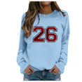 thumbnail image 3 of Chandails en Molleton pour Femmes Basique Automne Chandail avec Imprimé Lettre Col Rond Superposition Confort Bleu Clair P, 3 of 7