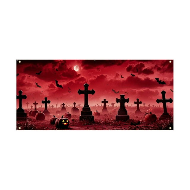 asddcavvf Garage : Halloween Themed Banner with Haunting Graphics for Car Enthusiasts & Garage Makeovers Easy Setup Durable Fabric Flags Banner Colorful Banner Star Flag Pole Light