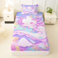 thumbnail image 4 of Manfei Sleeping Axolotl Twin Sheets, Dreamy Moon Cloud Bedding, Pastel Purple, 3 Pieces, 1 Flat Sheet, 1 Fitted Sheet and 1 Pillowcase, 4 of 6