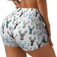 thumbnail image 1 of Balery Winter Art Blue and Black Moose Pantalones cortos de entrenamiento estampados para mujer, sin costuras, ajustados, para gimnasio, yoga, correr, deportes, ejercicio activo, fitness.-X-Large, 1 of 8