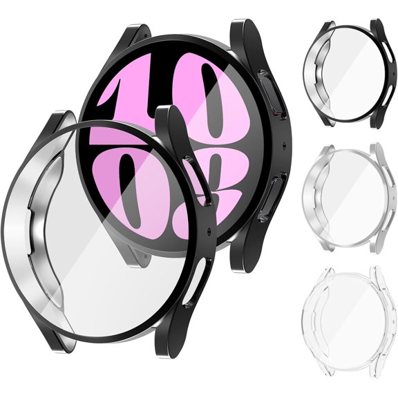 ZUKKASHAH 3 Pack Case for Samsung Galaxy Watch 6 44mm Screen Protector,Soft TPU Screen Protector All-Around Protective Bumper Anti-Scratch Cover for Galaxy Watch 6 44mm