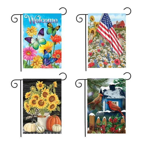 Seasonal Assortment Garden Flag Bundle (Set of 4) Floral 12.5" x 18