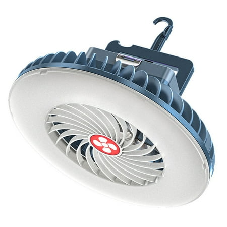 

Portable Camping Fan LED Lantern Mini Desk Fan USB Rechargeable 2400mAh Batteries Operated Lamp Fan with Hook for Camping Home Office