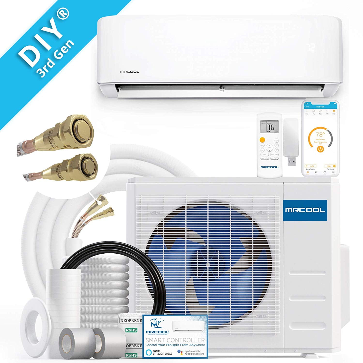 MRCOOL DIY 12k BTU 22 SEER Ductless Heat Pump Split System 3rd Generation -  Energy Star 120v (DIY-12-HP-115B) - Walmart.com