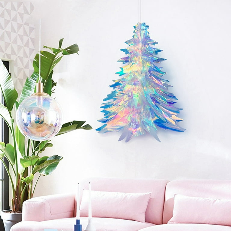 Christmas Hanging Ornament Iridescent Holiday Ceiling Decoration Xmas Tree Decor, Size: Small
