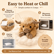 Highland Cow Weighted Stuffed Animal with Microwavable Heating Pad, Soft Fluffy Highland Cow Plush, Heatable Coolable Gift