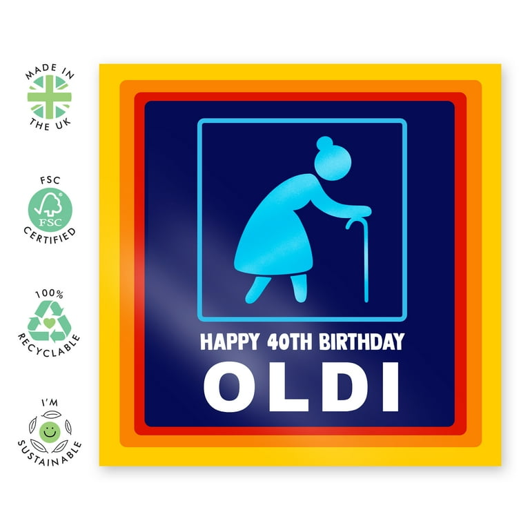 40th Birthday Card for Women - ' Happy 40th Birthday Oldi ' - Funny Gift  for Her Fortieth - Birthday Cards for Wife Sister Mom Age 40 - Forties - ...