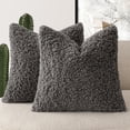 thumbnail image 1 of Funda de almohada Foindtower de piel sintética gris oscuro de 55 x 55 cm (2 unidades), 1 of 7