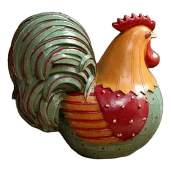 Chicken Statue, Resin Rooster Statue, Cute Animal Sculpture Decoration, Rural Oil Painting Style Statue Gift Blue