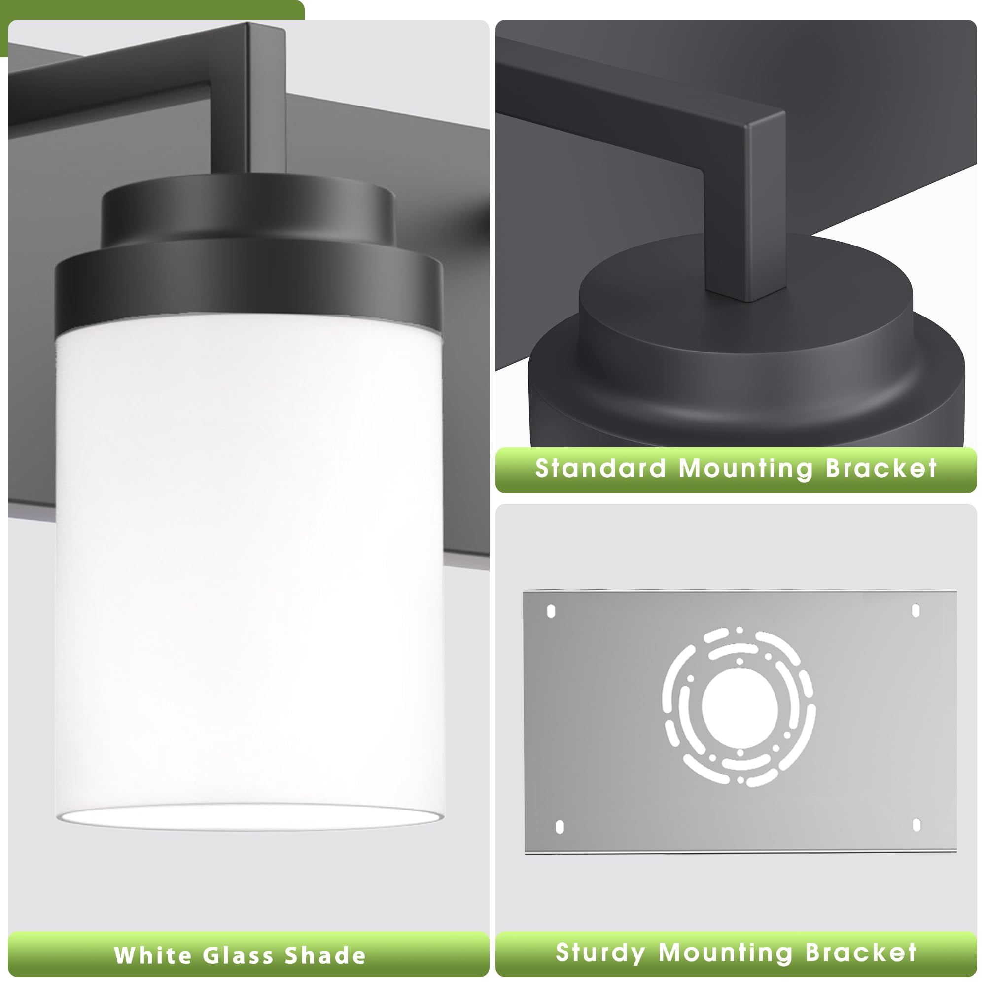 4 Light Bathroom Vanity Light with Clear Glass Shade Bathroom Lighting Fixtures Over Mirror - Milky