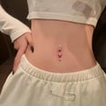 thumbnail image 5 of YYKihy Sexy Butterfly Bow Belly Navel Ring Pearl Body Piercing For Women Girls Jewelry Blue, 5 of 9