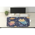 thumbnail image 2 of Space Computer Mouse Pad, Cartoon Dog and Cat Floating Among the Stars Animal Astronauts Exploring Universe, Rectangle Non-Slip Rubber Mousepad X-Large, 35" x 15", Multicolor, by Ambesonne, 2 of 2