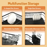 Dish Drying Rack, WLRETMCI Dish Drainer for Kitchen Counter, Large Dish Rack with Utensil Holder, Drainboard and Swivel Spout