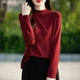 thumbnail image 2 of WRKEKC Chemises à Manches Longues pour Femmes Couleur Unie Couche de Base en Tricot Ample Col Rond Tunique Décontractée Tissu Doux pour Automne Hiver Confort Quotidien, 2 of 5