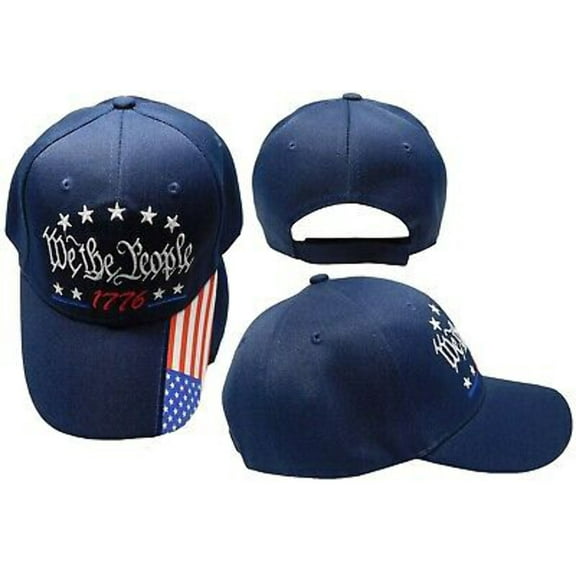 TRUMP 2024 We The People 1776 Navy Blue USA Flag On Bill Adjustable Cap Hat