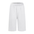 thumbnail image 5 of ZSQDM Womens Casual Solid Side Pockets Pants Shorts Elastic Waist Back Pockets Daily Shorts Shorts for women, 5 of 6