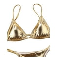 thumbnail image 2 of LMLYSoH Womenacute;s Solid Color Sexy Bikini Set Shine Gold Bra and Low-Rise Triangle Shorts Swimming Suit, 2 of 6