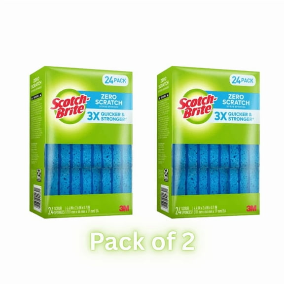 Scotch-Brite Zero Scratch Sponge - 2 x 24-Count Pack (Total 48 Sponges)