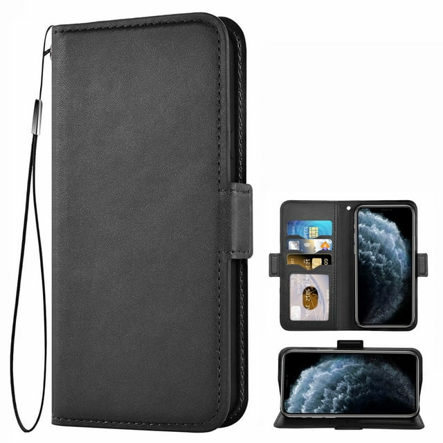 Iphone 11 Pro Cover Rfid, Iphone 11 Pro Protective Cover, Shockproof Mobile Phone Cover Stand Function Thickened Tpu Card Pocket Magnetic Closure Folding Cover for Iphone 11 Pro (5.8 Inches) Black