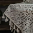 thumbnail image 5 of Nvzi Cortina de algodón con encaje de crochet para ventana, estilo rústico, con borlas y bolsillo para barra, semitransparente, para dormitorio y sala de estar, 1 pieza (beige, 59 x 63 pulgadas), 5 of 5