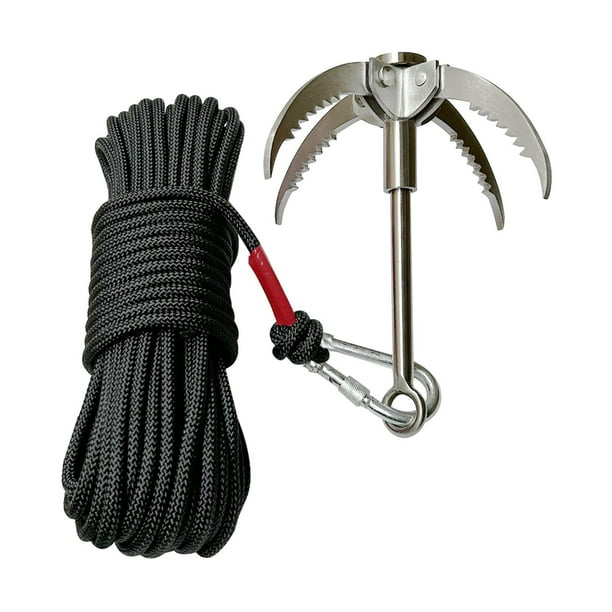 Juego de ganchos de garra resistentes con cable extendido para excursiones al aire libre Negro
