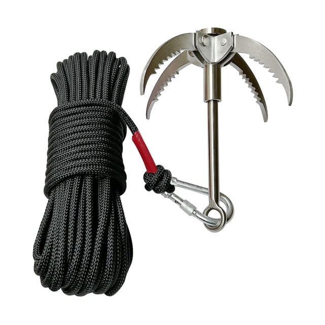 Gancho de agarre con gancho de anclaje de cuerda Garra de tigre volador Gancho de 4 de acero inoxidable Garra de escalada para senderismo Negro