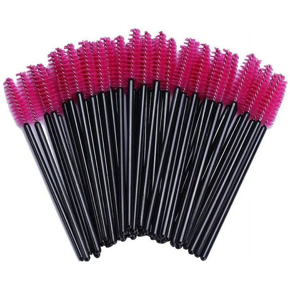 Haobase 100 Pack Disposable Eyelash Mascara Brushes Wands Applicator Makeup Brush Kits Pink