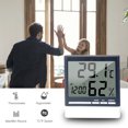 thumbnail image 3 of Termómetro digital para hogar con higrómetro - Mide temperatura y humedad con precisión, incluye reloj y alarma, memoria de registros, cambio entre °C/°F, diseño moderno en blanco y negro (batería no, 3 of 7