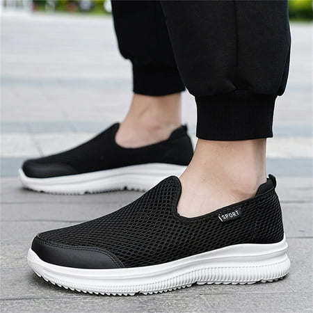 

PEASKJP Men s Casaul Sneakers Mesh Breathable Comfort Walking Shoes Running Sneaker White 8.5