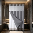 thumbnail image 5 of Waterproof Double Layer Shower Curtain, Waffle Weave Polyester Bath Curtain with Detachable Liner, Reinforced Grommet Top, Machine Washable, Standard Size for Bathtub and Shower Stall, 5 of 6