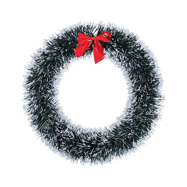 Christmas Bow Garland 25-30cm White And Green Top Decoration, Bow Garland, Festive Window Decoration, Long-Tail Keywords, Foldable Design, Metal Frame, For Dorm Room