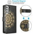 thumbnail image 6 of Mandala Wallet Case for Samsung Galaxy S21 5G,Detachable 2 in 1 PU Leather Flip Case with Magnetic Button Lanyard (9Card Slots+3Pockets+1Driver's License Pocket)-Black, 6 of 6