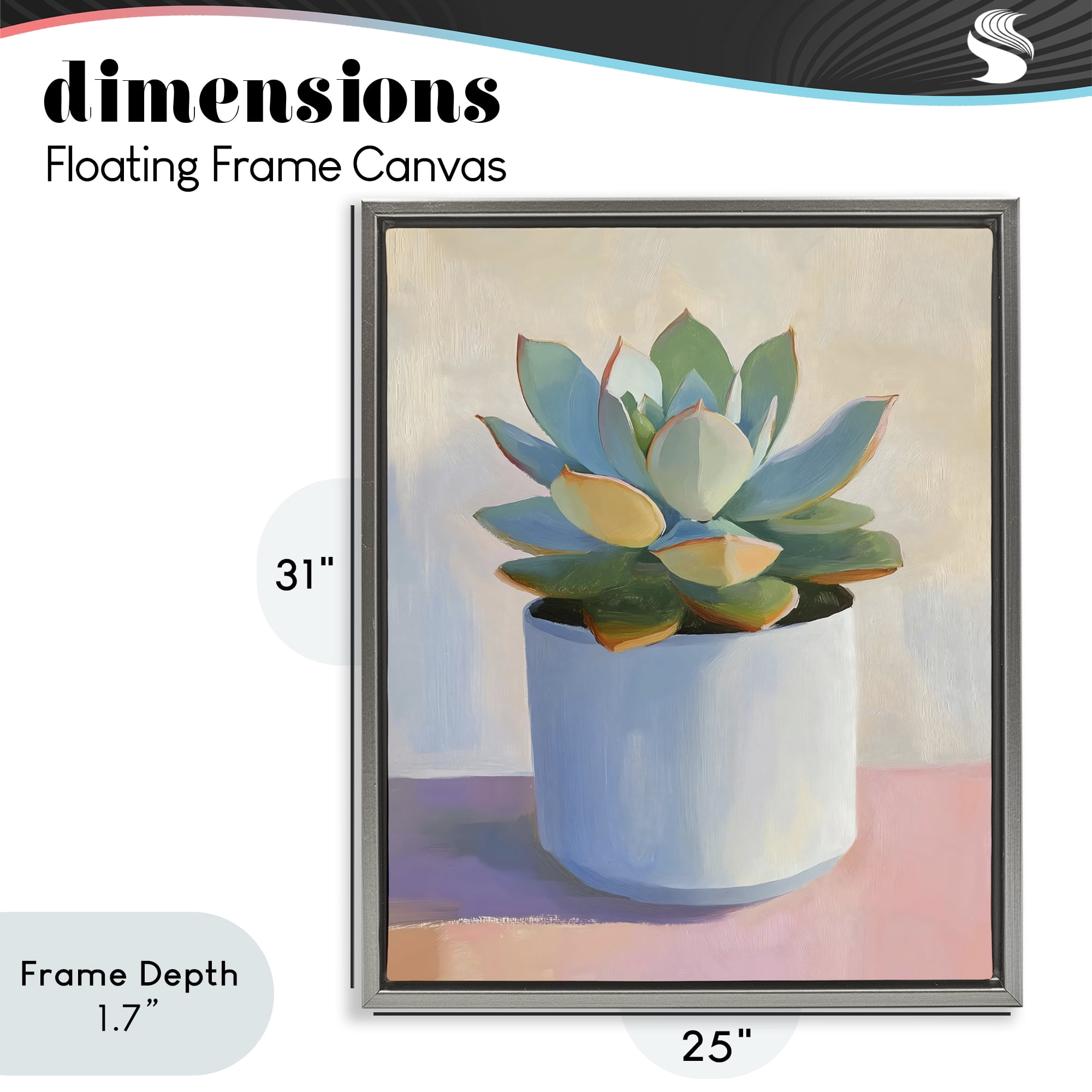 Stupell Industries Succulent Plant in White Pot Gray Framed Floater Canvas Wall Art, design by The Prints Vibe