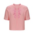 thumbnail image 4 of Busydd Summer Tops for Women Trendy Solid Color Embroidered Womens Tops Short Sleeve V Neck Cotton Linen Shirts Casual Comfy Spring Going Out Tops, 4 of 6