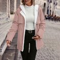 thumbnail image 4 of Women's Long Sleeve Hooded Jacket, Mid-Length Fleece Lined Coat with Pockets, Solid Color Casual Outerwear for Women, Soft Plush Inner Lining Winter Jacket, Comfortable Warm Zip Up Hooded Coat Pink L, 4 of 9