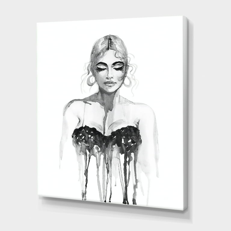 Designart Black and White Portrait of Woman in Evening Dress 24x32 Canvas Wall Art - Walmart.com Designart Black and White Portrait of Woman in Evening Dress 24x32 Canvas Wall Art - Walmart.com