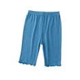 thumbnail image 3 of Ticikt Girls' Capri Leggings, Candy Color Ruffle Kids Stretchy Half-Length Pants,Navy,Size:4-5 Years, 3 of 3