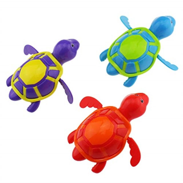 tipmant kids baby toddler bath toy wind up tortoises turtles swim in bathtub, fish tank, water