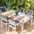 thumbnail image 2 of Spring Floral Table Cloths for 5 Foot Rectangle Tables, Watercolor Gnomes Flowers Butterflies Yellow Patio Waterproof Elastic Fitted Tablecloths, Washable Rectangular Table Cover for Camping, 2 of 8