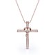 thumbnail image 1 of JeenMata Collar con Colgante de Crucifijo de Diamantes Redondos de 0,1 TCW en Forma de Corazón en Baño de Oro Rosa de 18 K sobre Plata, 1 of 4