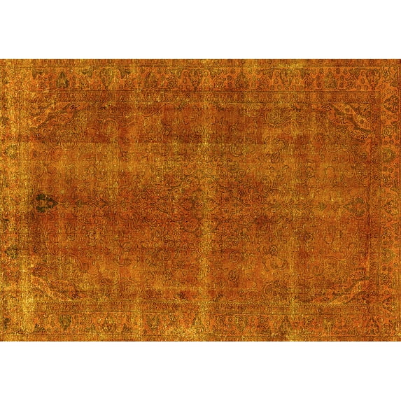 Ahgly Company Machine Washable Indoor Rectangle Oriental Yellow Industrial Area Rugs, 3' x 5'