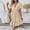 Beige women's v neck mini dress a1, variant on Women's Short Sleeve V Neck Flowy Mini Dress Solid A-Line Casual Boho Beach Vacation Sundress, Beige L