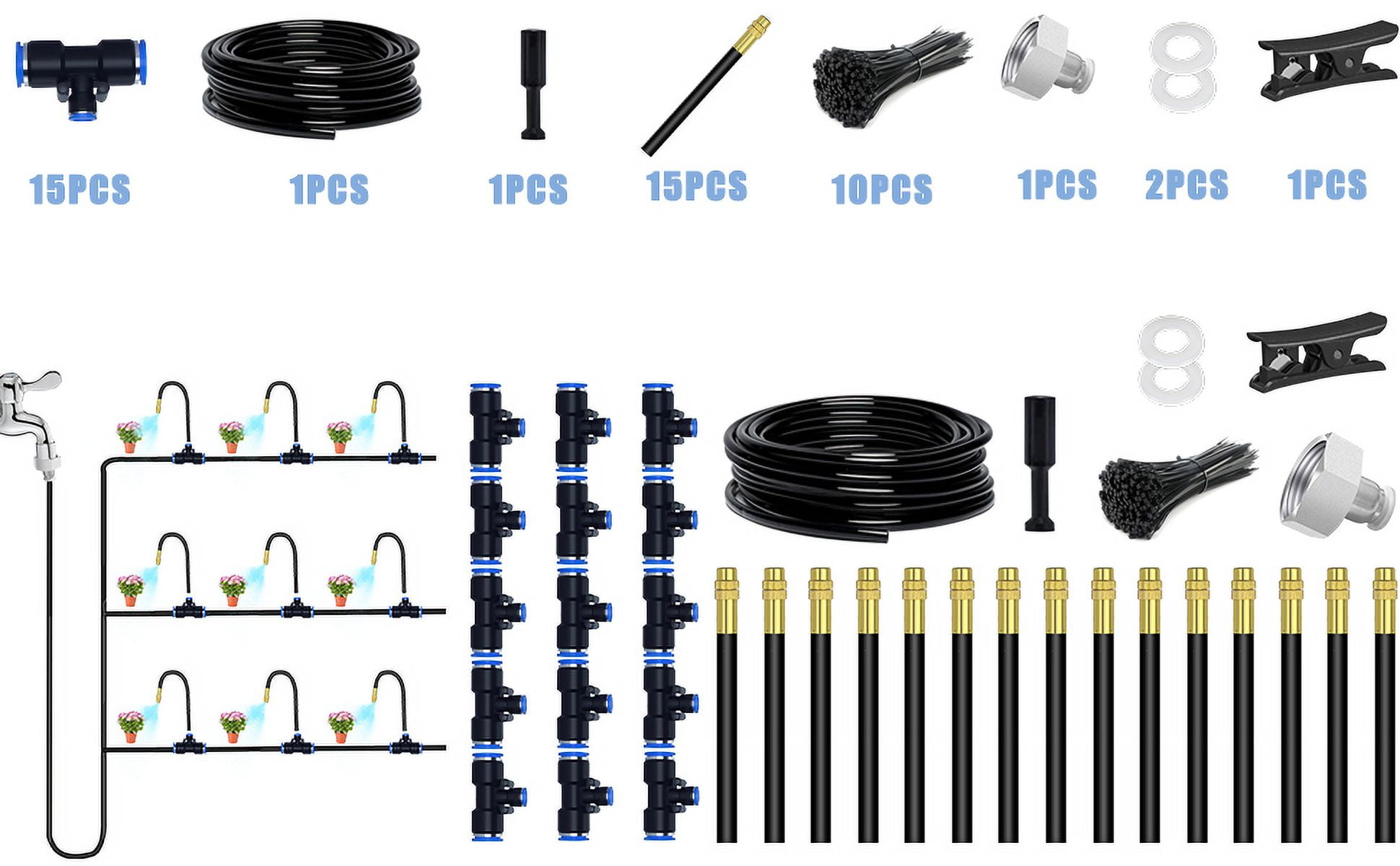 IRmm New Drip Irrigation System,Automatic Irrigation System with Replaceable 360-degree Bending Dropper,atomizing Copper Nozzle for Watering System for Garden Plant Lawn Patio. (Copper Nozzle)