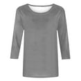 thumbnail image 5 of Azrian Womens Plus Blouses Fashion Solid Loose T-shirt Mid-length 3/4 Sleeves Blouse Round Neck Casual Tops Clearance, 5 of 5