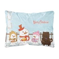 Carolines Treasures BB2472PW1216 Merry Christmas Carolers Chow Chow Chocolate Canvas Fabric Decorative Pillow, 12H x16W,
