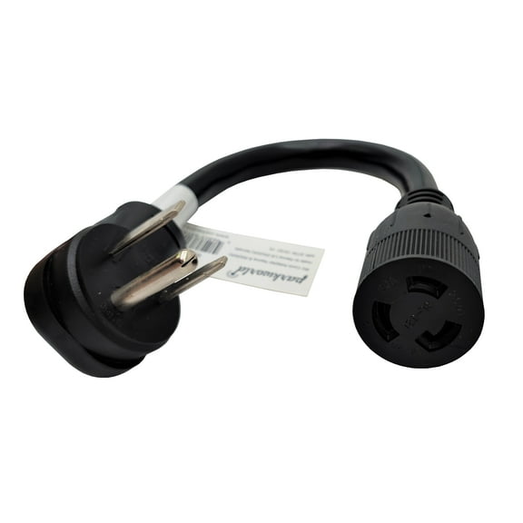 Parkworld 691838 Adapter Cord Welder 50 Amp 6-50P Male right angle to 20 Amp L6-20R Locking Connector Female